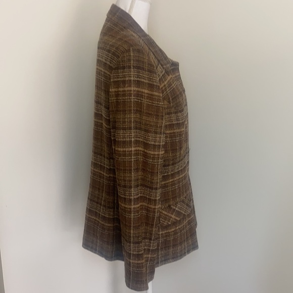 Vintage Plaid Blazer Jacket Brown Tan 14 Plus Size 70’s Preppy Classic Casuall - Picture 10 of 11